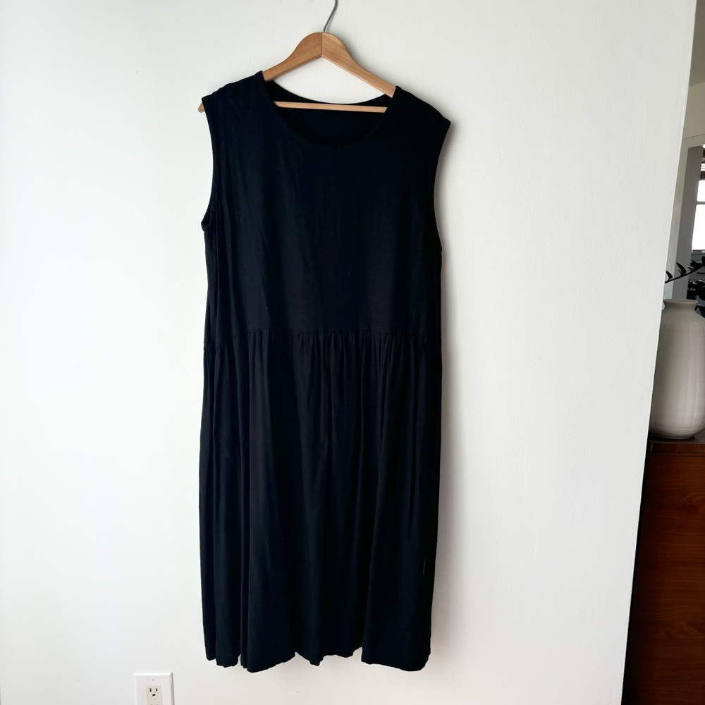 Black Linen Midi Dress
